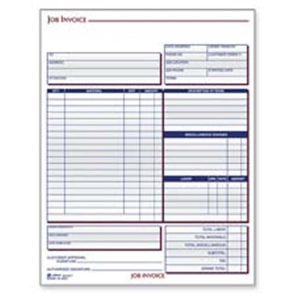 Adams Business Forms Adams Business Forms ABFNC2817 Job Invoice Forms- 2-Part- Corbels- 100 St.-BK- 8-.50in.x11-.44in. ABFNC2817